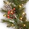 24" Frosted Pine Berry Collection Wreaths with Pine Cones, Red Berries, Silver Glittered Eucalyptus Leaves & Warm White LED Lights